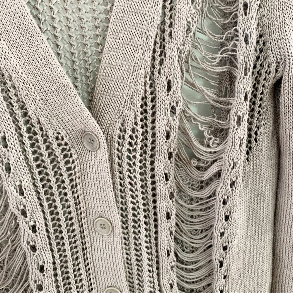 BCBGMaxAzria Distressed Open Knit Cardigan in Dusty Mauve - Picture 3 of 6